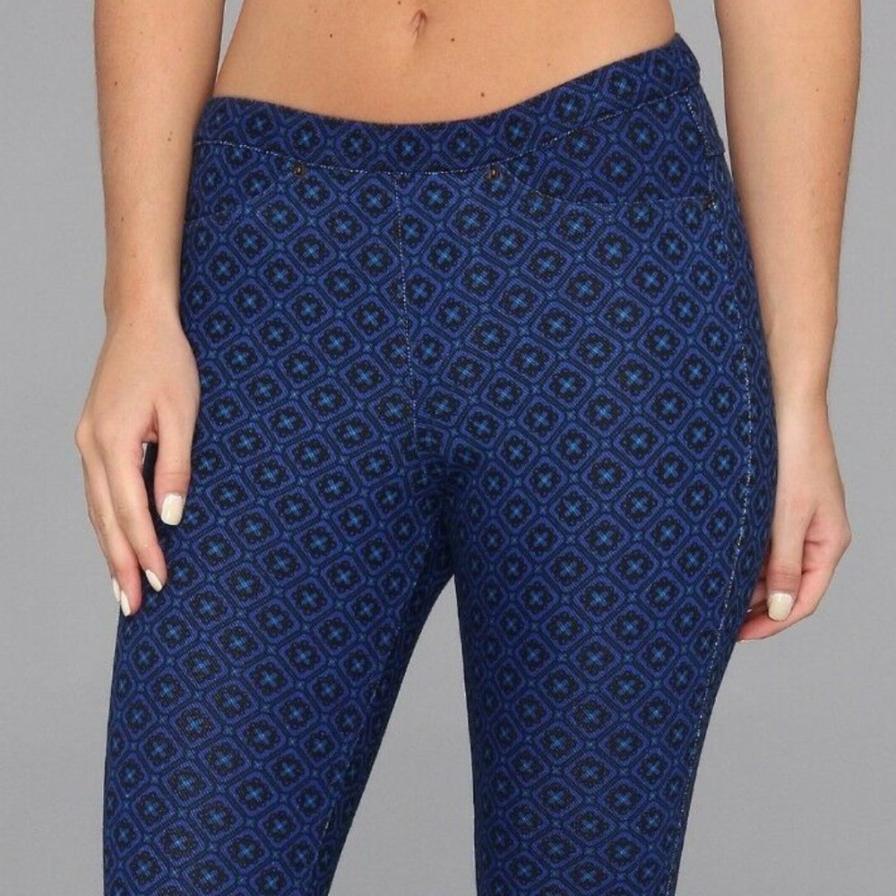 HUE Blue Shock Geo Print Jeans Leggings Women's Size Medium U13997